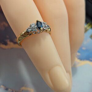 Blue Sapphire Cz with Elegant Zirconias Size 7 September Birthstone 9mm Marquee